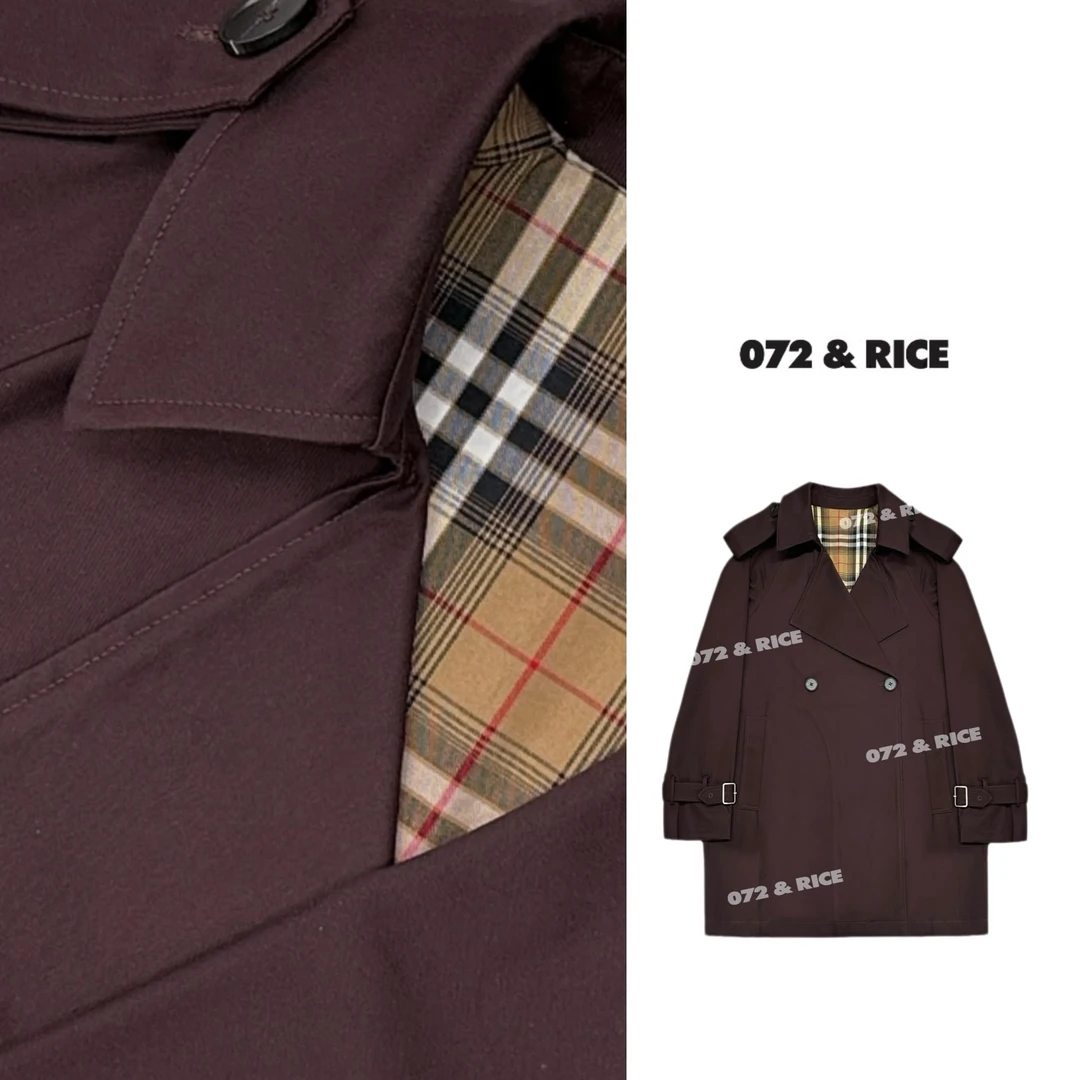 072 & RICE【葡萄庄园】100纯棉 秋季翻领腰带长袖风衣外套 31XB50