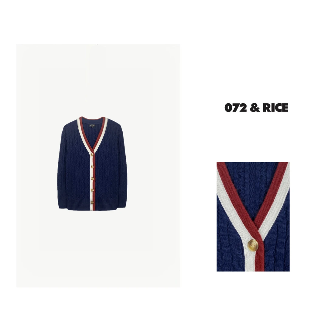*072 & RICE【海王星】V领单排扣长袖开衫毛衣 LE039 FF