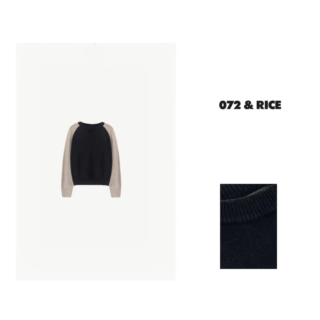 072 & RICE【乌龙茶】绵羊毛 秋季休闲百搭圆领长袖针织 LE073-1