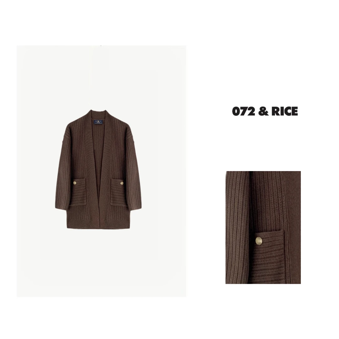 072 & RICE【普洱】 秋冬V领长袖针织开衫外套 XLE236 0308FF