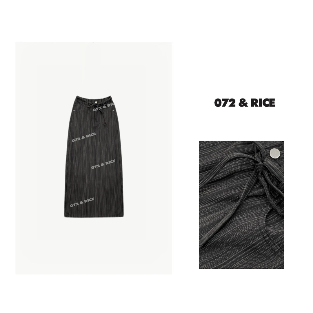 072 & RICE【流沙裙】春夏休闲半橡筋腰抽绳半身裙 24YZH08