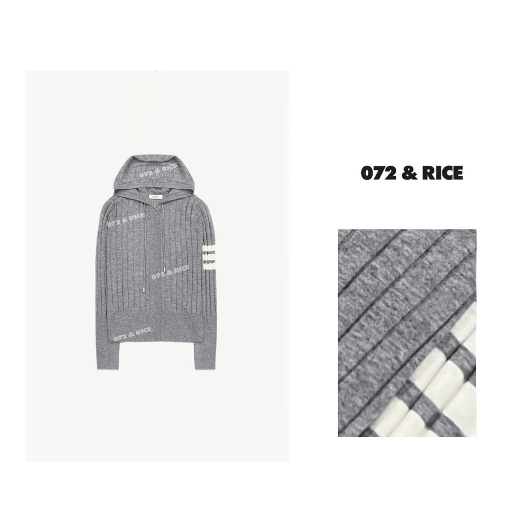 072 & RICE【学姐】秋季休闲连帽拉链长袖针织开衫 24LE012 FF