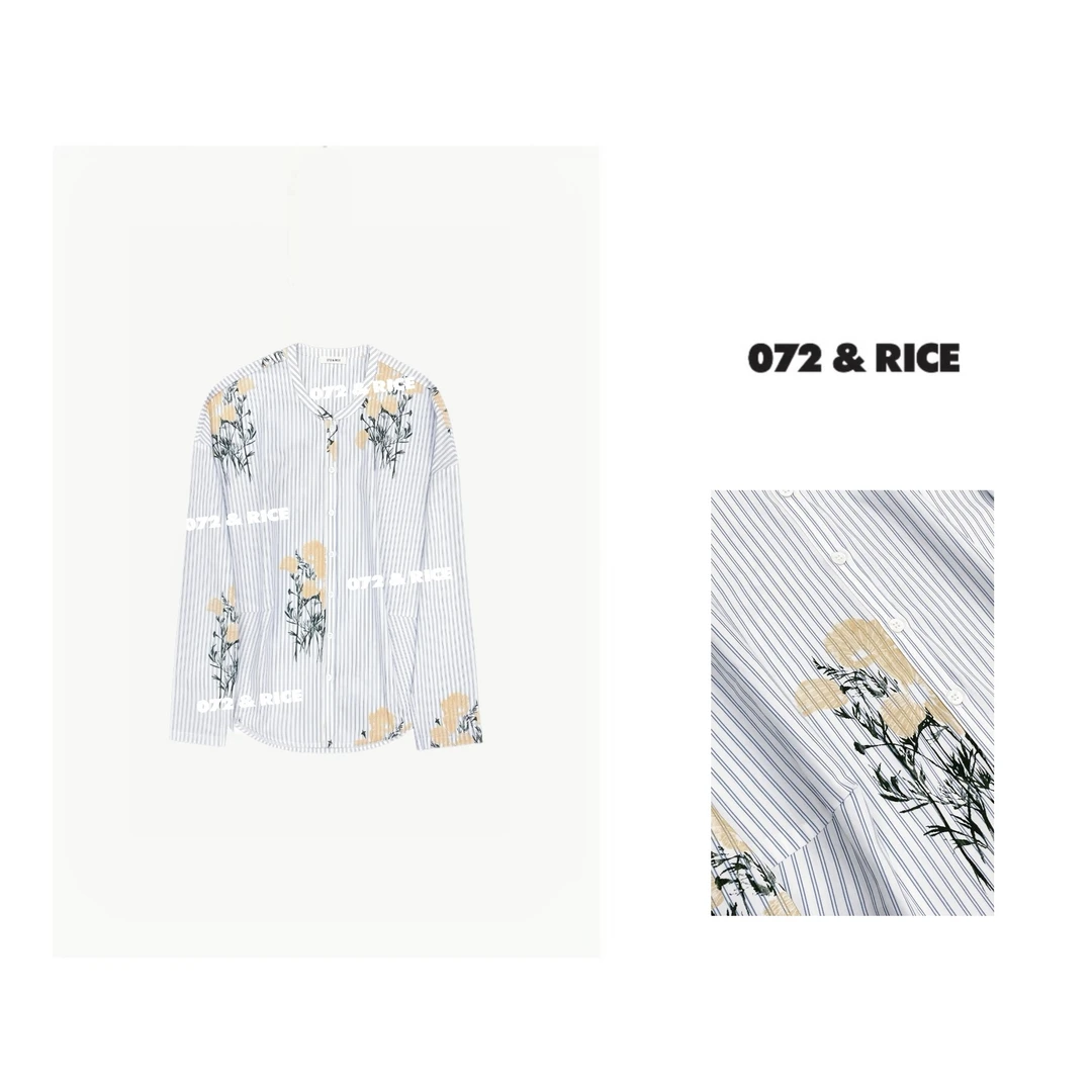 072 & RICE【花木兰】 秋季休闲V领半袖衬衫 24W130Z* 1111FF