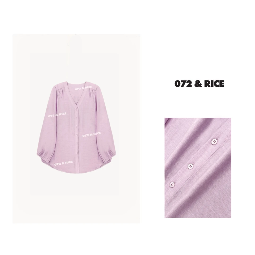 072 & RICE【海棠朵朵】莱赛尔+羊毛 V领长袖衬衫 24XD15 125FF