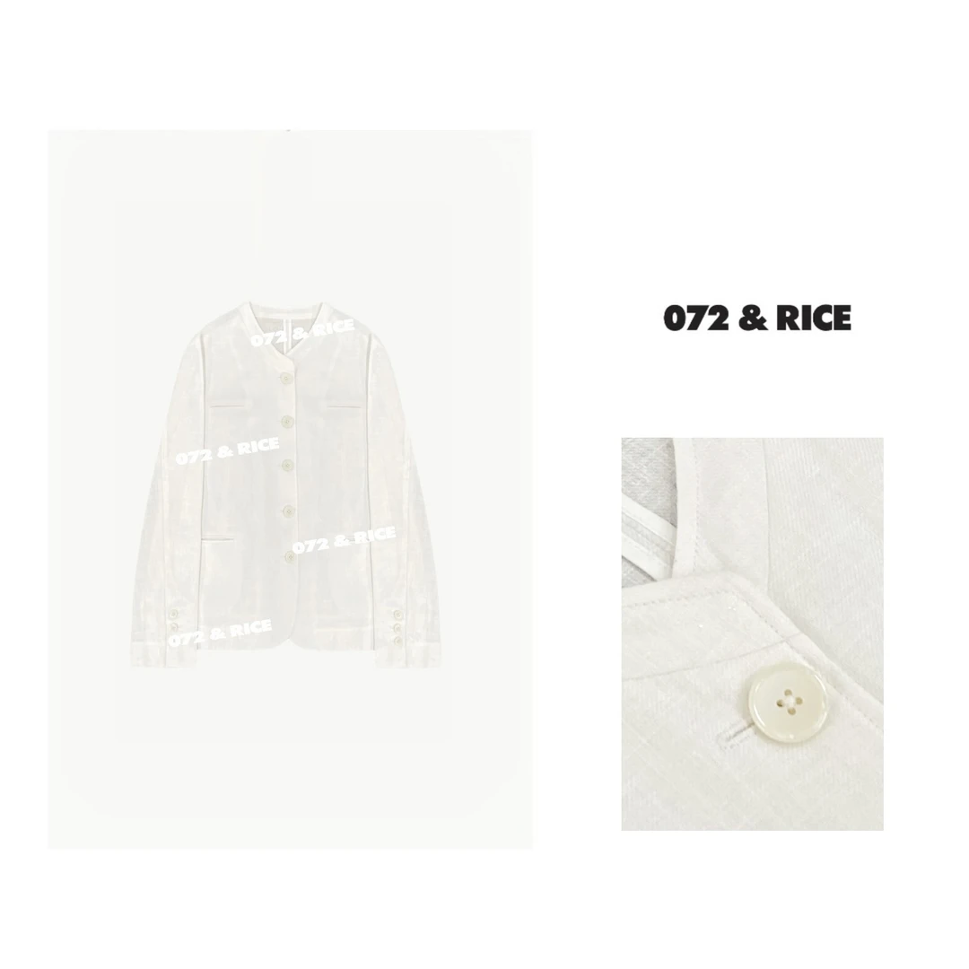 *072 & RICE【七里香】亚麻+棉 春夏休闲V领长袖西装外套 24XB10