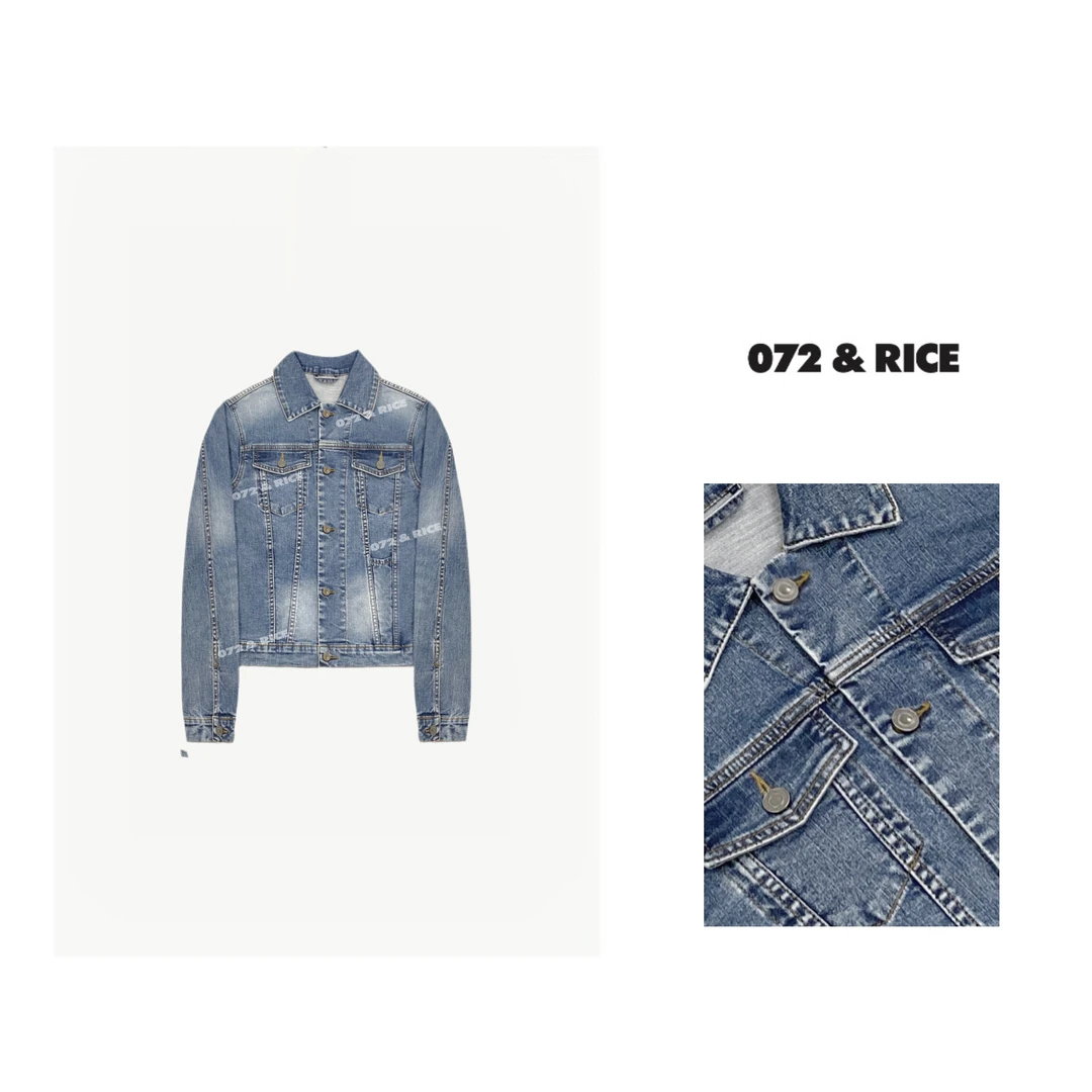 072 & RICE【宋佳】春季休闲翻领单排扣长袖牛仔外套 CB039