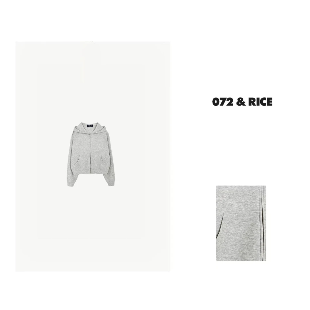 072 & RICE【哈尔】春季休闲连帽拉链长袖卫衣外套 XB037 FF