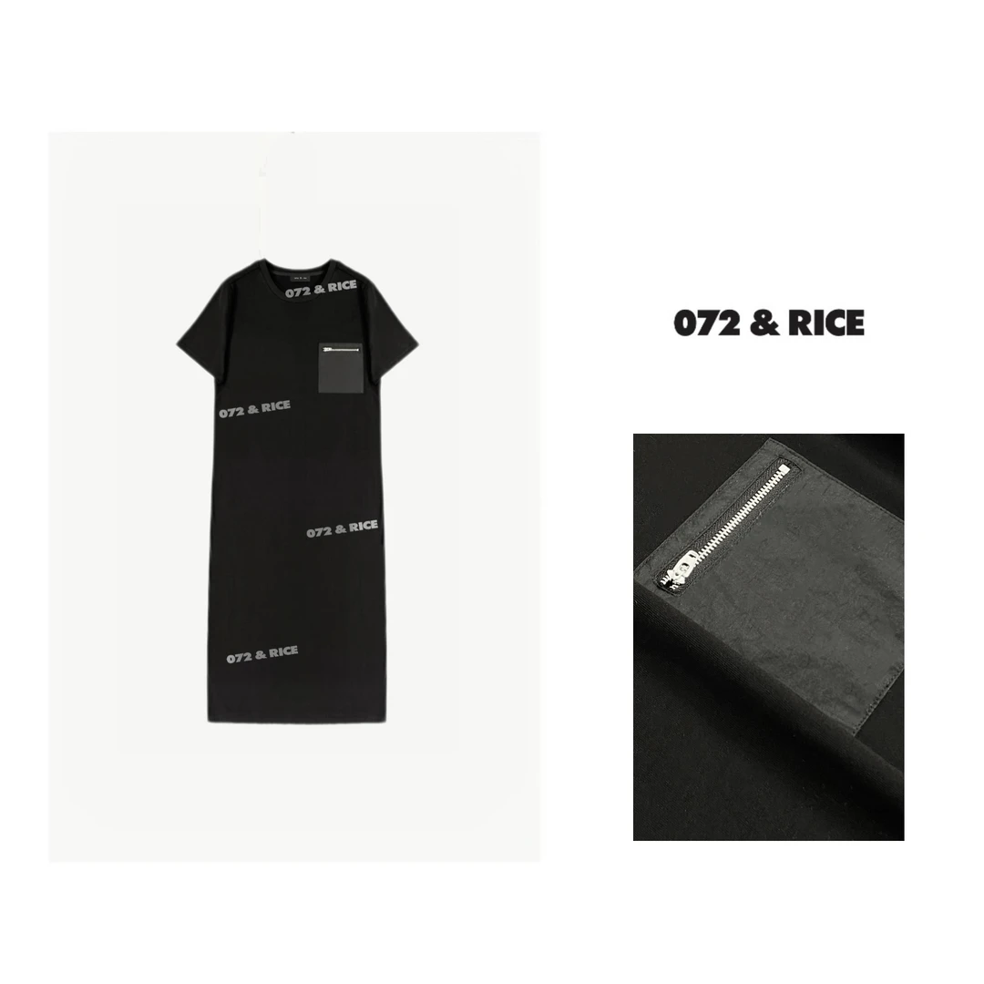 072 & RICE【口袋裙】100纯棉 圆领口袋短袖连衣裙 24S025Z*