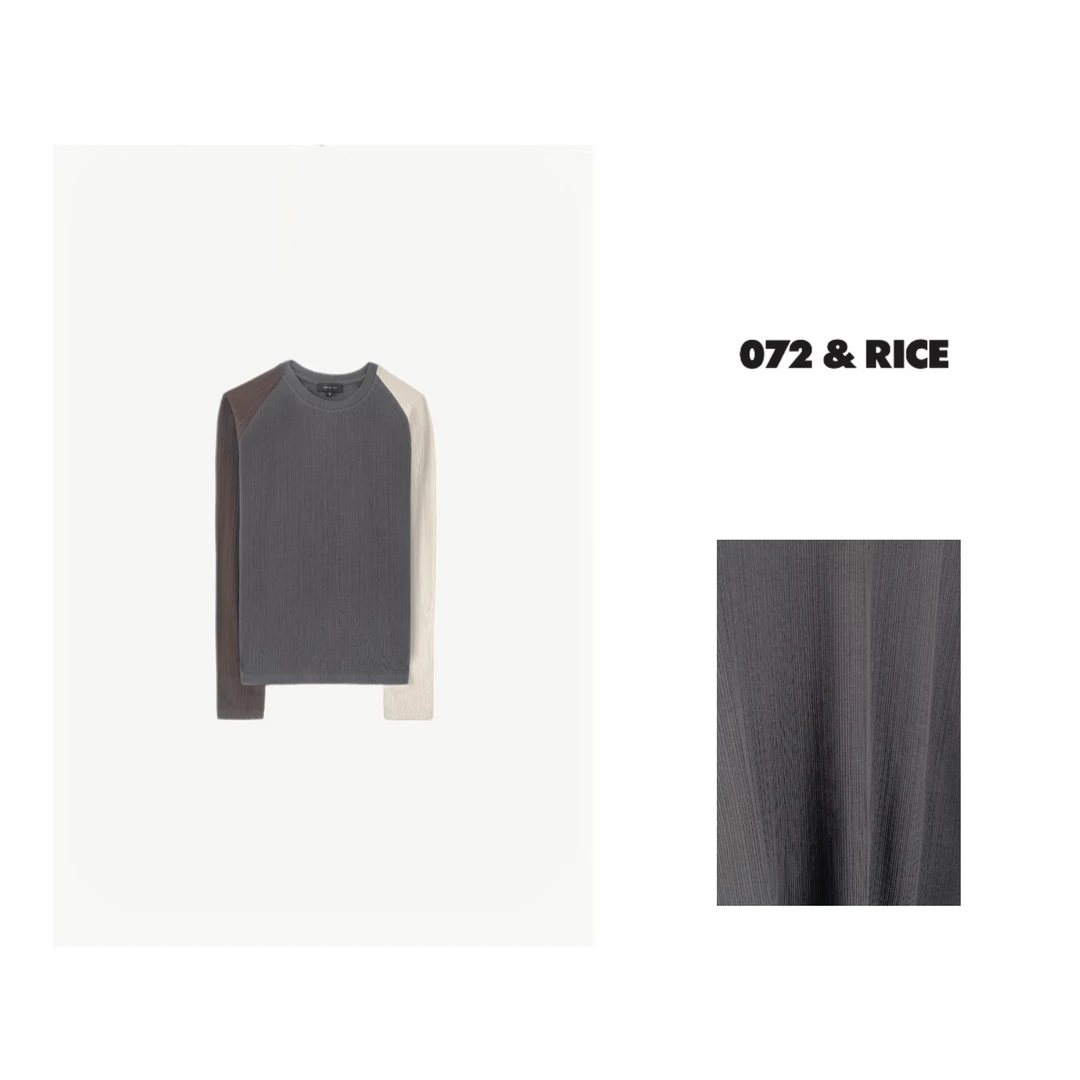 072 & RICE【双子座】秋季休闲圆领撞色插肩长袖T恤 NB295Z 0308FF