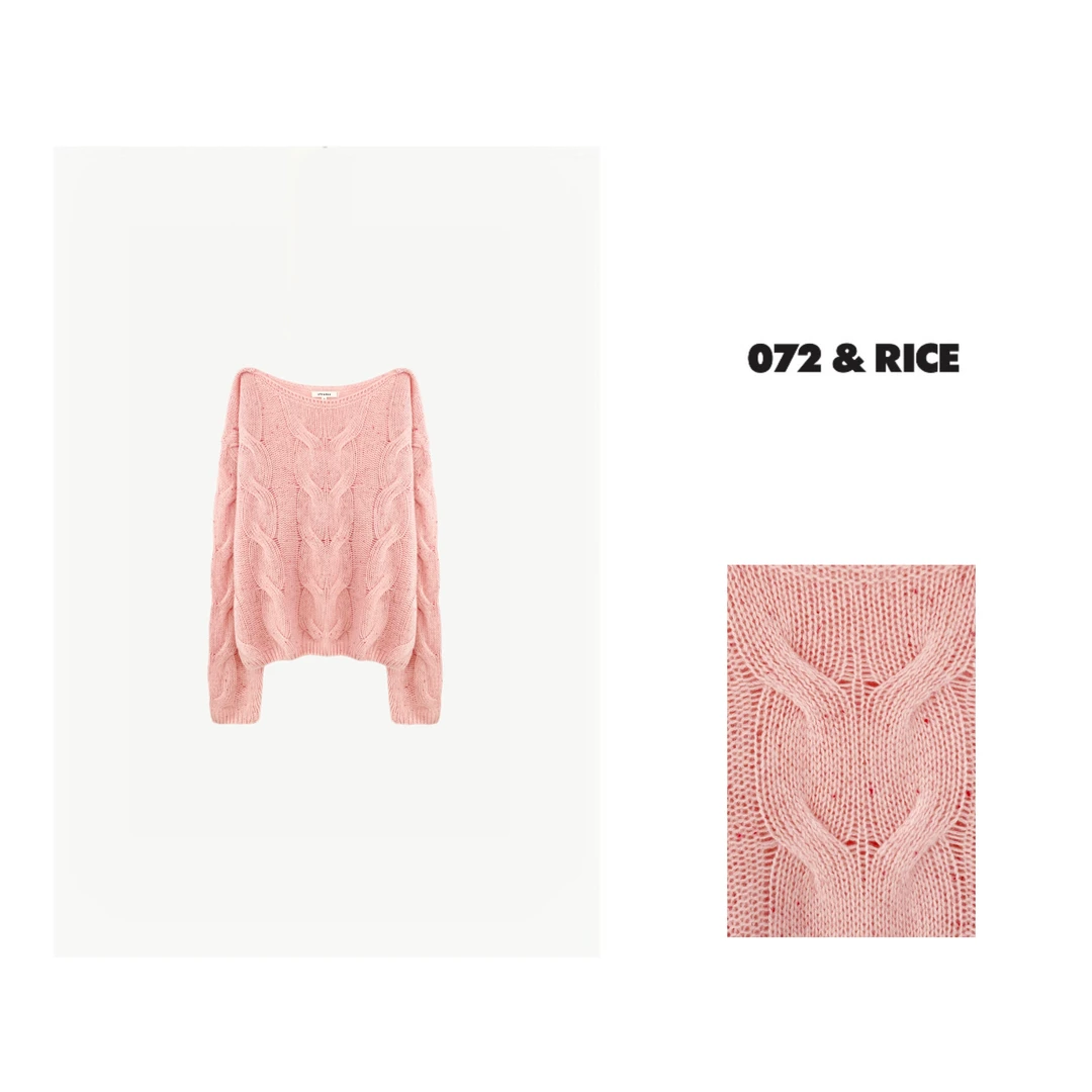 072 & RICE【樱花树】100羊毛 春季圆领长袖针织衫 OM31050 618FF