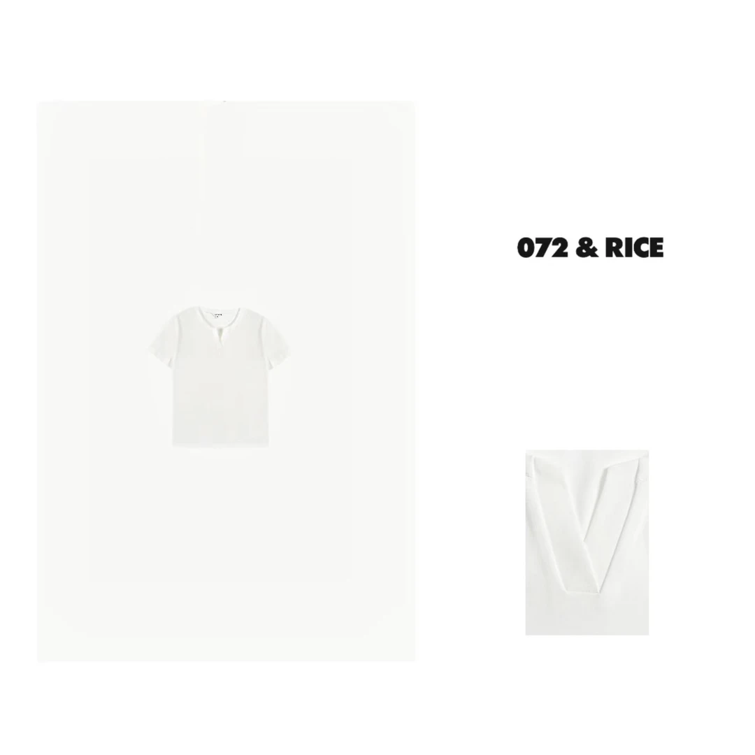072 & RICE【剪刀领】夏季休闲V领短袖T恤 NB178 FF
