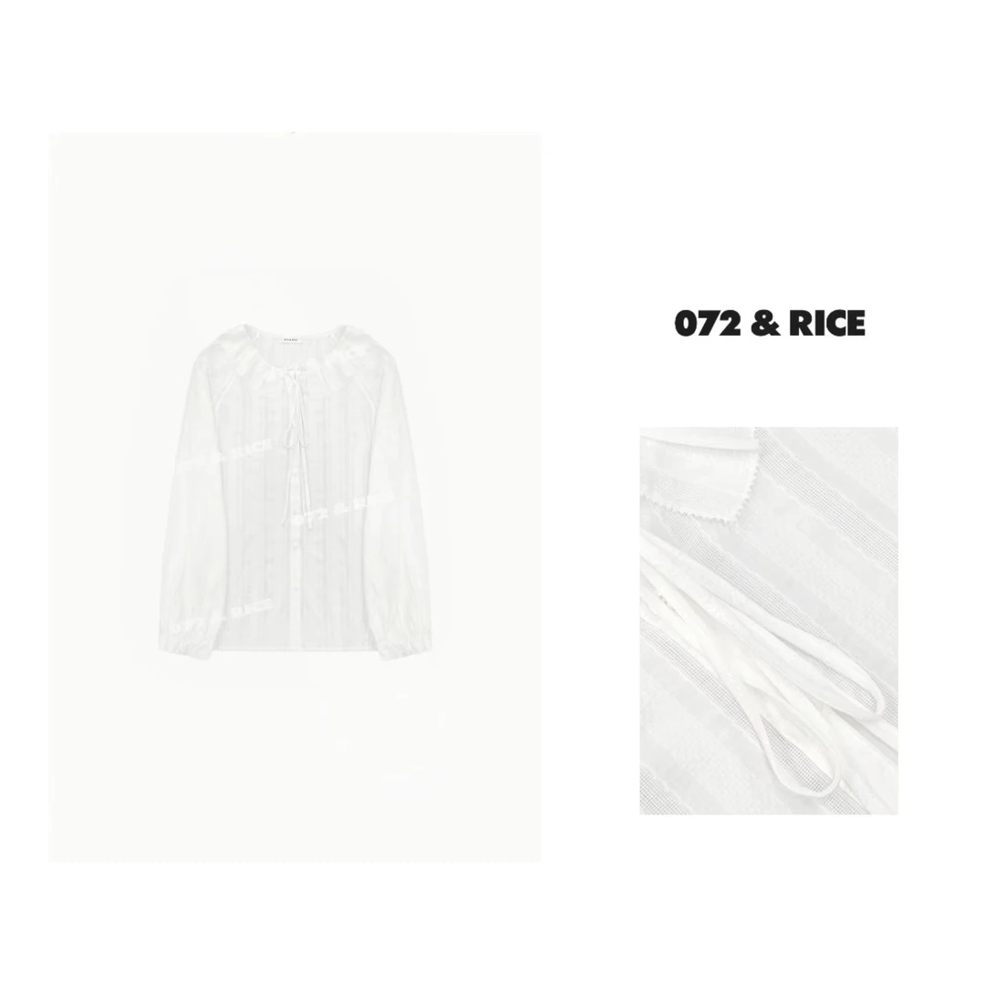 072 & RICE【露思】100纯棉 夏季小设计感长袖上衣 24NB062Z FF