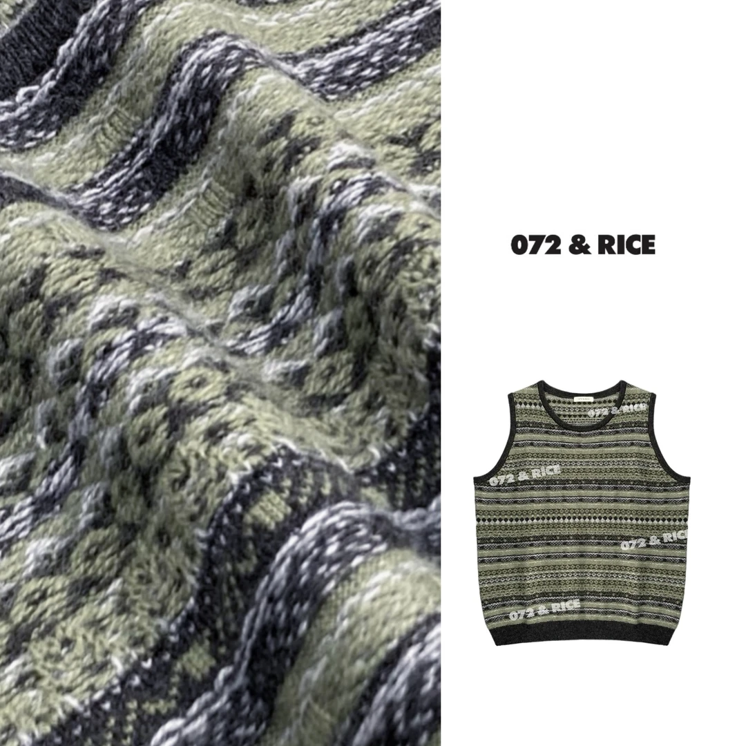 072 & RICE【海苔马甲】绵羊毛 秋季休闲圆领无袖针织马甲 31LE042