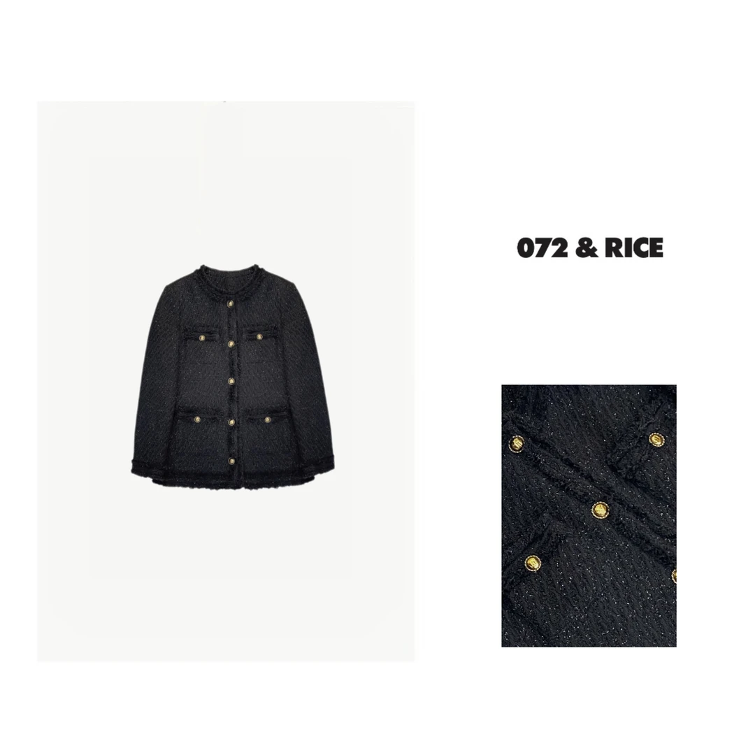 072 & RICE【小香鹅】秋冬休闲圆领单排扣长袖白鹅绒服 YN88375