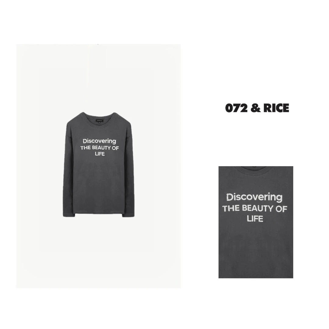 072 & RICE【美丽人生】 秋季休闲圆领字母长袖T恤 NB261Z* FF