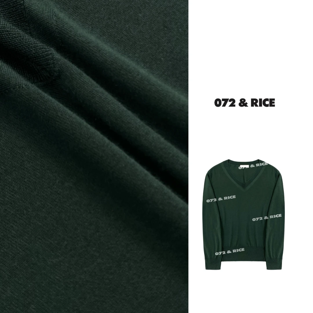 072 & RICE【森屿】100羊毛 秋季休闲V领长袖针织衫 24LE032 125FF