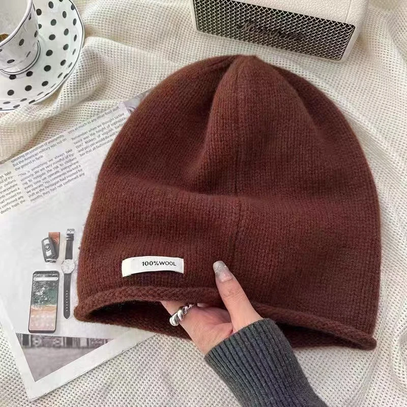 帽子脖套女秋冬款百搭大头围堆堆帽保暖护耳包头毛线帽