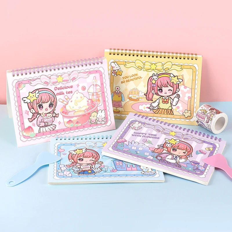 广博汐西酱可爱少女A5离型本线圈本手账胶带贴纸儿童礼物手账工具