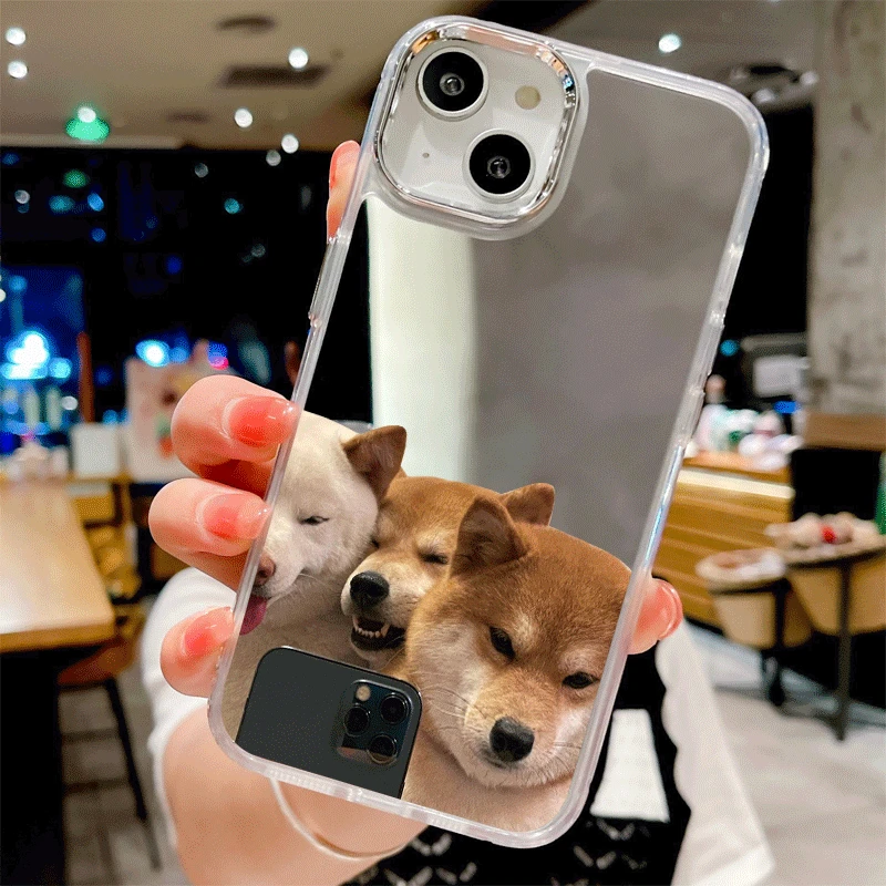 可爱狗xr/xs适用苹果15/14ProMax手机壳11镜面iphone13创意16少女
