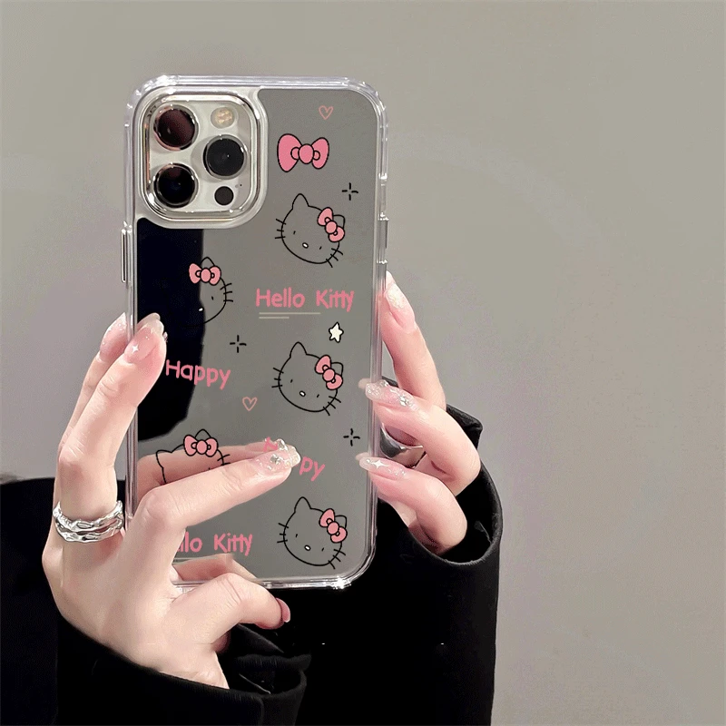 hellokitty适用苹果15网红14plus镜面13promax少女iphone16新款防