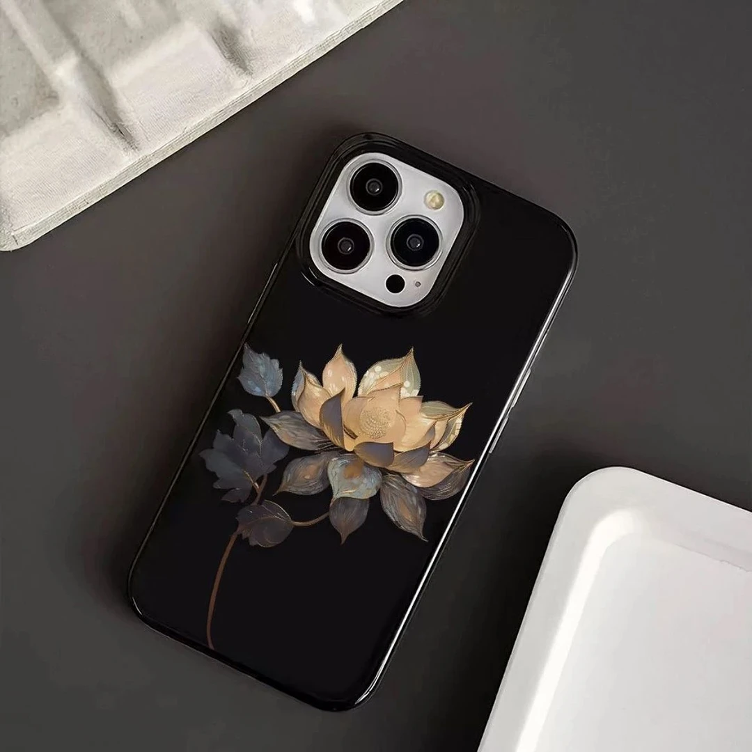 国风莲花适用适用苹果15promax手机壳iphone13简约11防摔16软15新