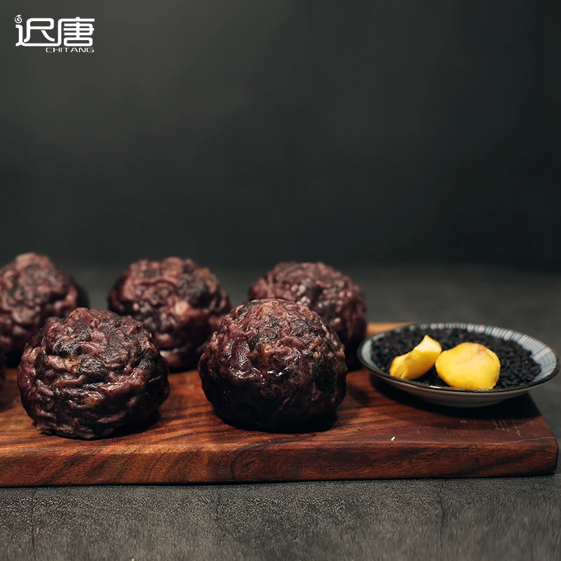 (A板栗口味）迟唐紫米红豆板栗纯手工粘豆包手工制作无油100g×16袋