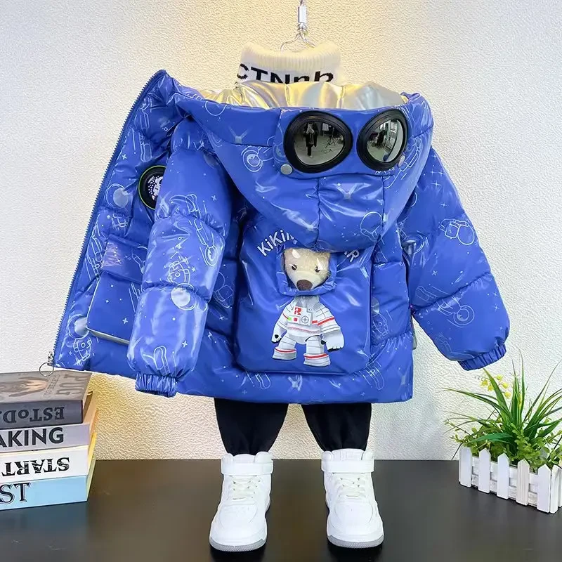 【时尚】太空熊男女儿童棉服小熊宇航员洋气加厚棉袄免洗保暖冬季-Q
