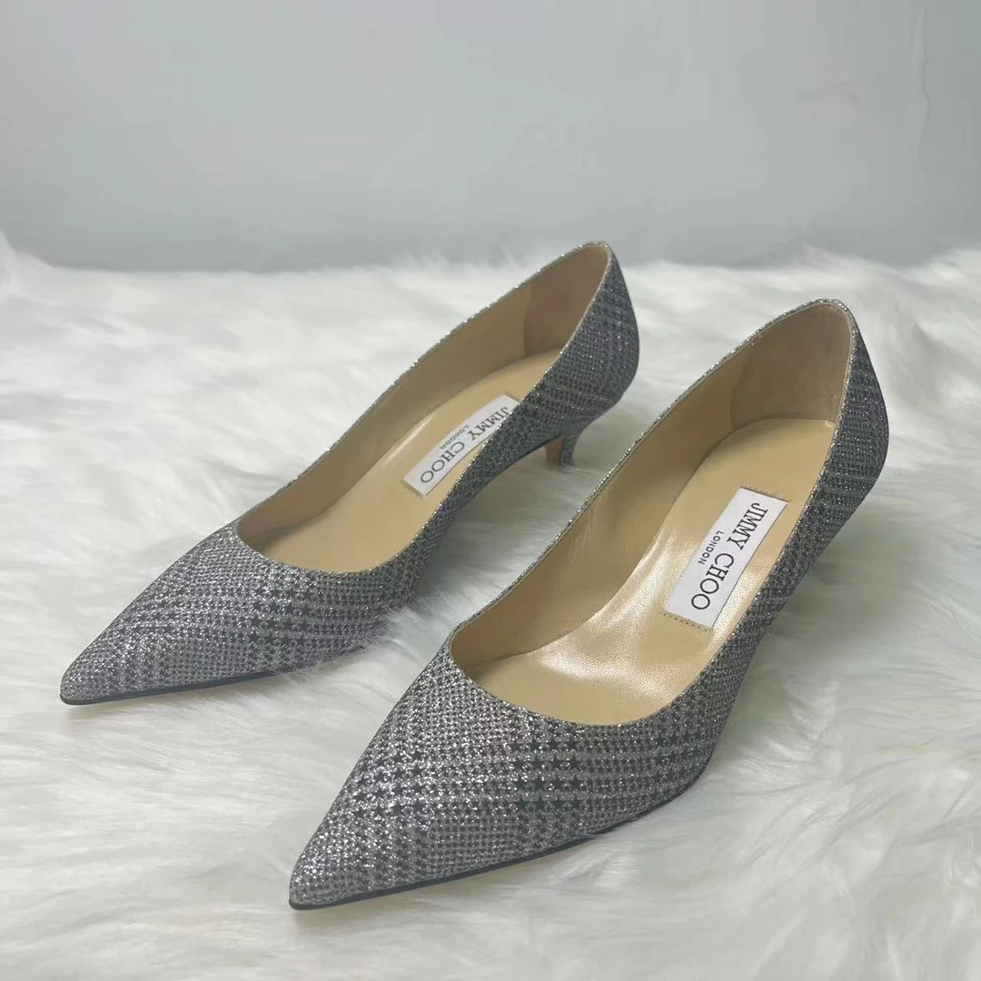 JIMMY CHOO/吉米周【全新】星星菱格纹亮片高跟鞋 35.5码 编号：Y112