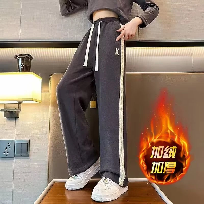儿童裤子秋冬款女童阔腿裤直筒外穿卫裤中大童显瘦洋气休闲运动裤