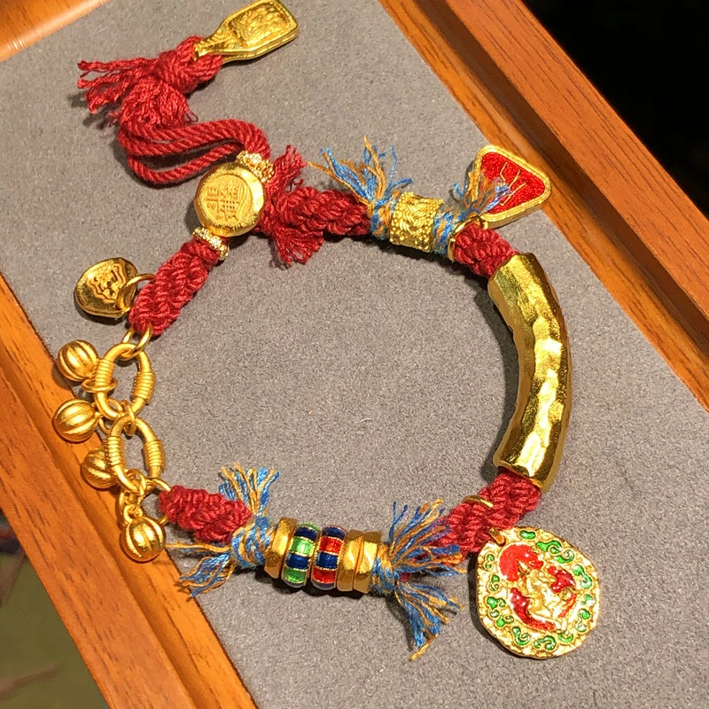 合金手链 SANXUN/手工古法手工艺编绳手链硕果累累绿度母盘缠手串