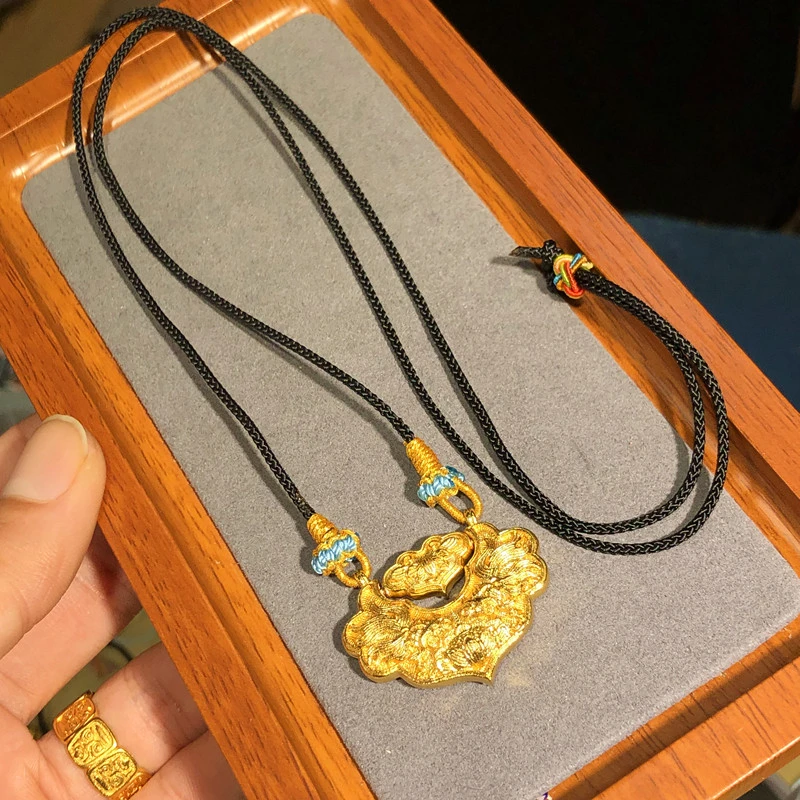 合金吊坠 古法锦鲤锁包吊坠项链吊坠项链吊坠编织双面编绳双面