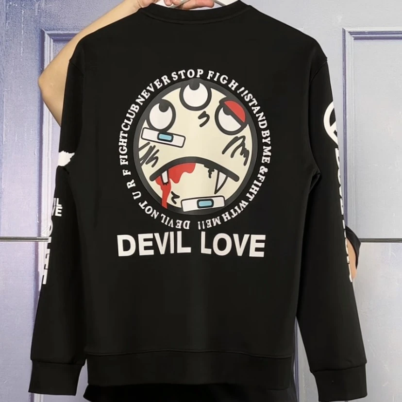 恶魔果实三眼怪套头纯棉卫衣秋季新品宽松大码男女同款情侣潮牌