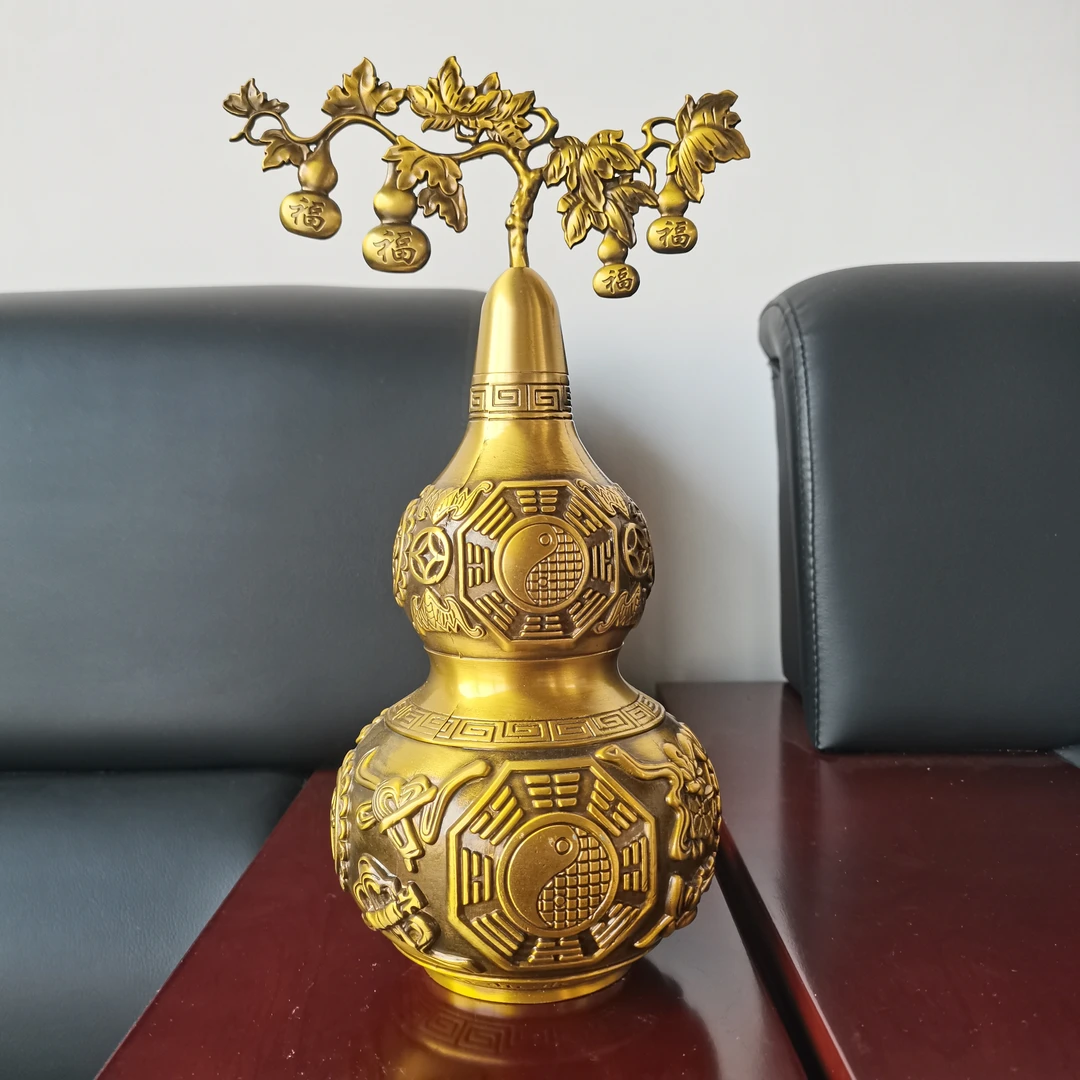 黄铜葫芦30公分福字葫芦招财葫芦八卦铜葫芦摆件玄关装饰工艺品