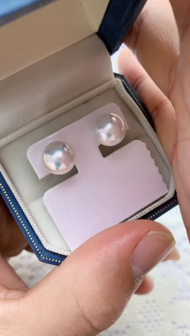 【闪购商品】淡水珍珠HD18K金镶嵌白珠耳钉@@c605