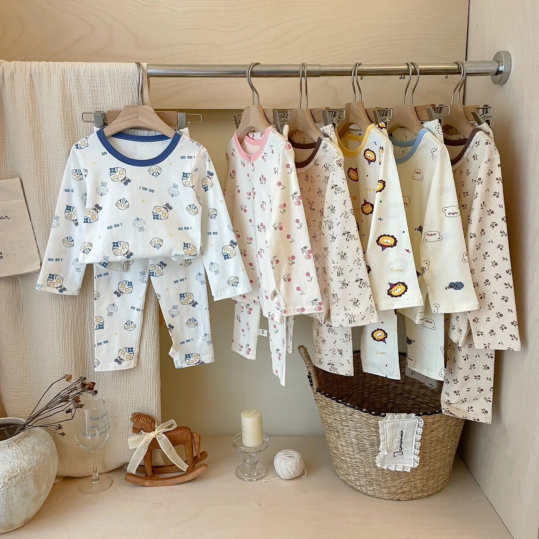 【嘟小贝专属】儿童纯棉莱卡内衣套装男童女童秋衣秋裤睡衣家居服