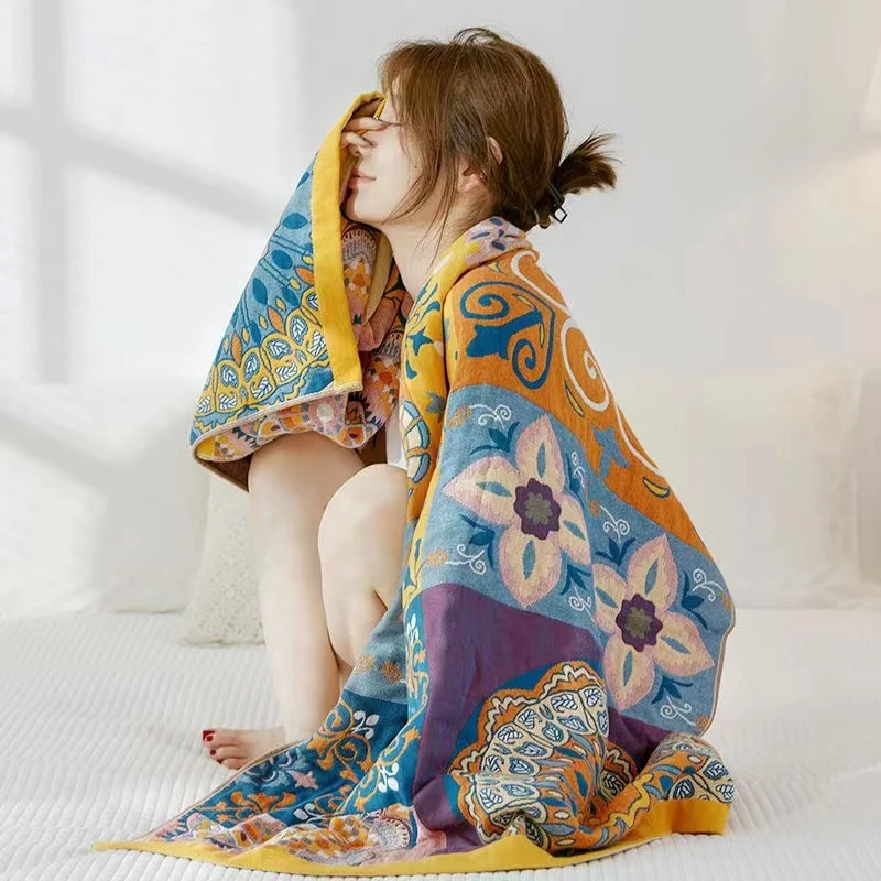 【盖毯】花海不计成本~亲肤多功能棉盖毯披肩毯柔软透气多功能毯