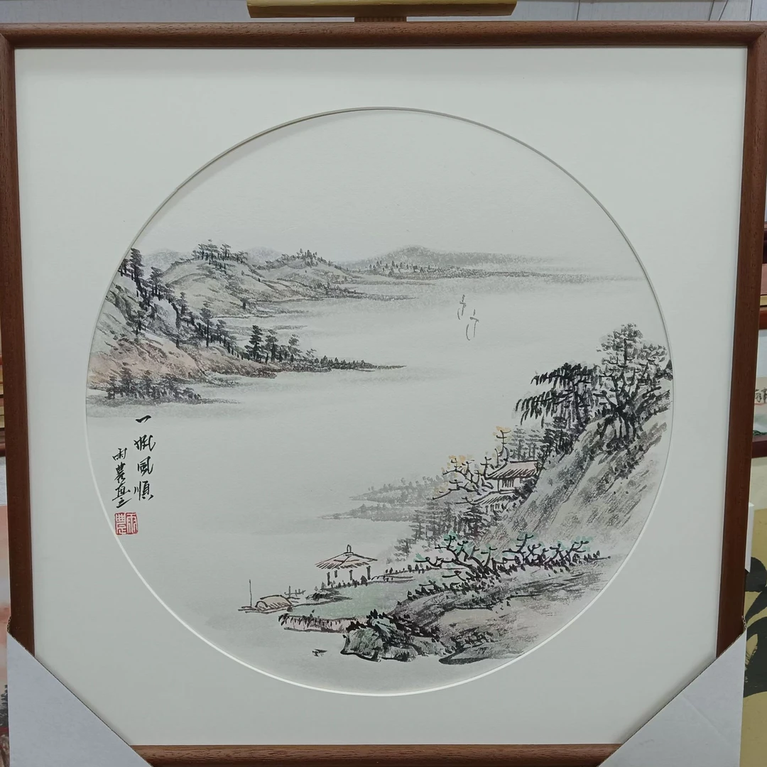 50cm*50cm 山水画小品 实木框装裱 玄关 客厅 卧室 办公室用