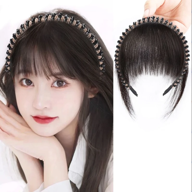 刘海假发箍头饰前额假刘海假发女自然网红一体仿真发遮白发假发片