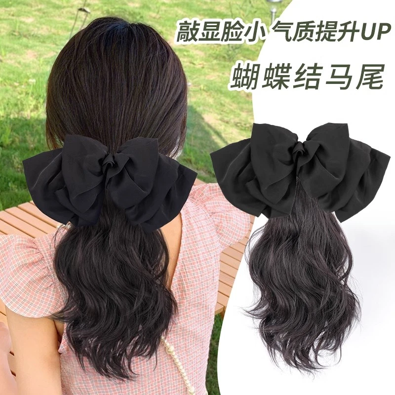 假发马尾女蝴蝶结可扎马尾假马尾仿真发假发片真发低马尾假发辫子