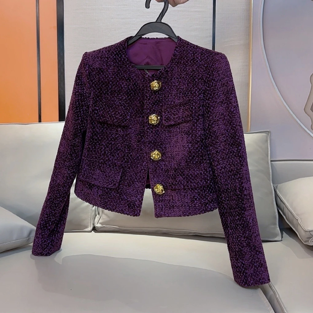 【小茵家】秋冬小香风百搭气质款红紫色女神款小外套