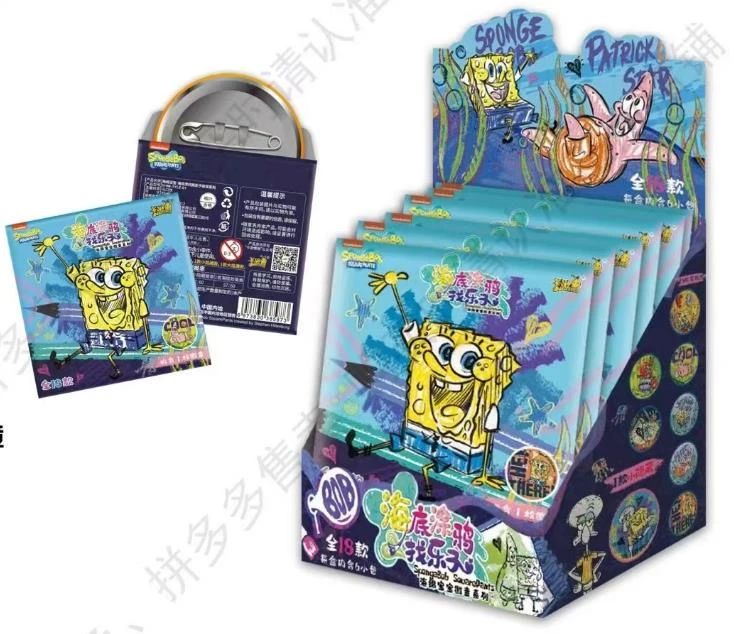 卡游【拆盒】-【海绵宝宝】海底涂鸦找乐子徽章盲盒（代拆）
