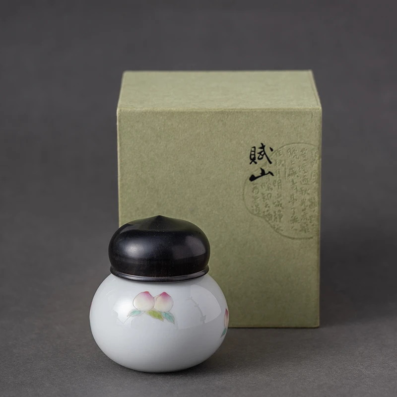 茶诵景德镇赋山堂福禄罐手绘桃子佛手迷你茶叶罐小号随身茶仓手工