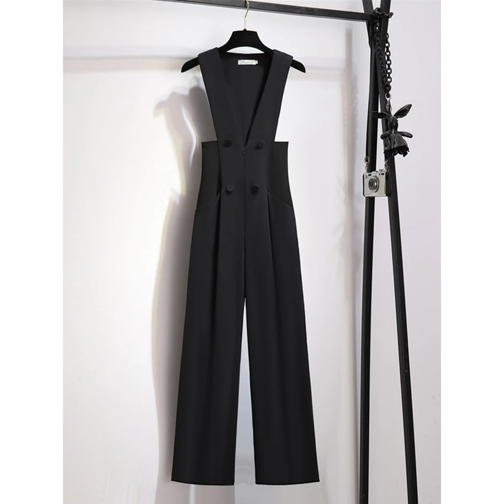 高级感背带裤女2025秋季新款设计感收腰显瘦高腰阔腿西装裤连体裤