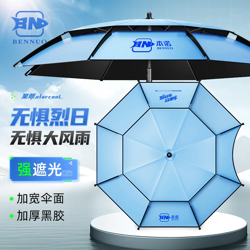 本诺钓鱼伞万向大钓伞2024新款防暴雨伞钓鱼专用拐杖伞户外遮阳伞