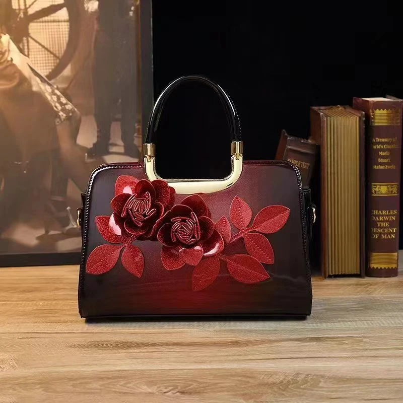 （长30宽12高19）漆皮亮面包高档手提包轻奢妈妈包气质斜挎包0082