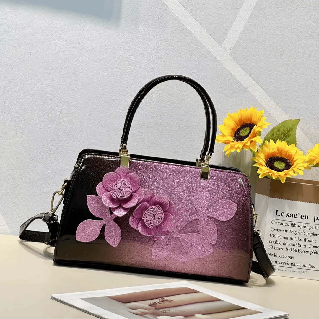 （长33宽13高19）漆皮亮面高档时尚高奢手提手拎包9202