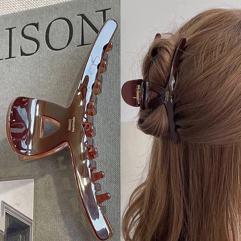 韩国France巧克力醋酸抓夹发夹女后脑勺发抓高级感鲨鱼高质量抓夹