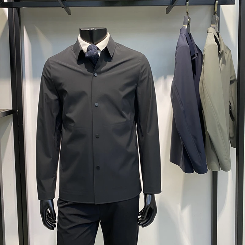 五防面料无里衬秋季男士翻领派克服商务休闲外套免烫上衣领佐诺依