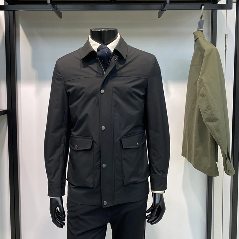 科技五防面料秋季新品男士翻领派克服商务休闲外套免烫上衣领佐