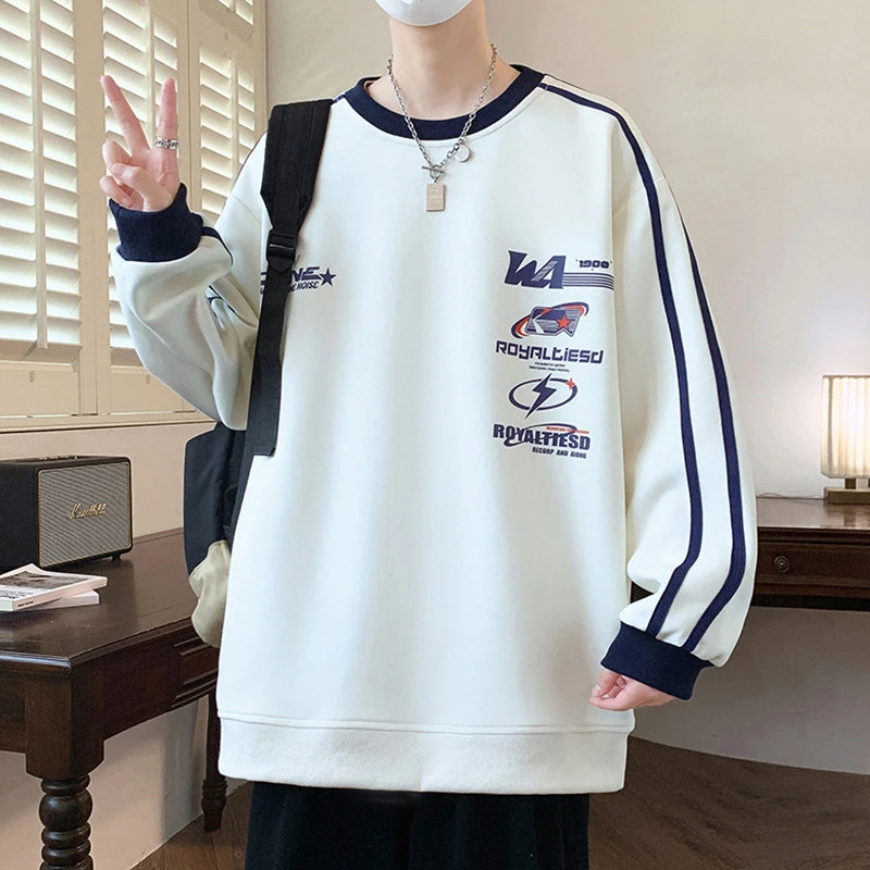 秋季新款潮牌港风宽松长袖青少年学生圆领卫衣时尚百搭潮流卫衣